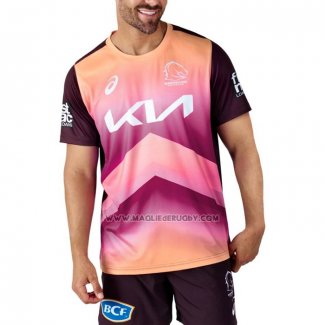 Maglia Brisbane Broncos Rugby 2024 Allenamento Rosa