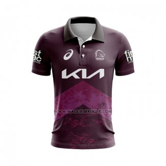 Maglia Polo Brisbane Broncos Rugby 2024 Allenamento Fuxia